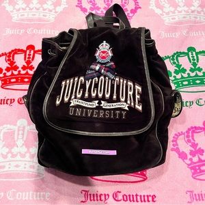 Vintage Black Juicy Couture Backpack Purse Bag Velour Juicy Couture University